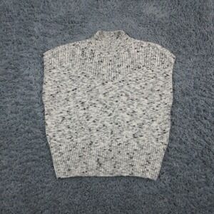 LOFT Sweater Vest Womens L White Mock Neck Chunky-Knit Heavyweight Relaxed NWT